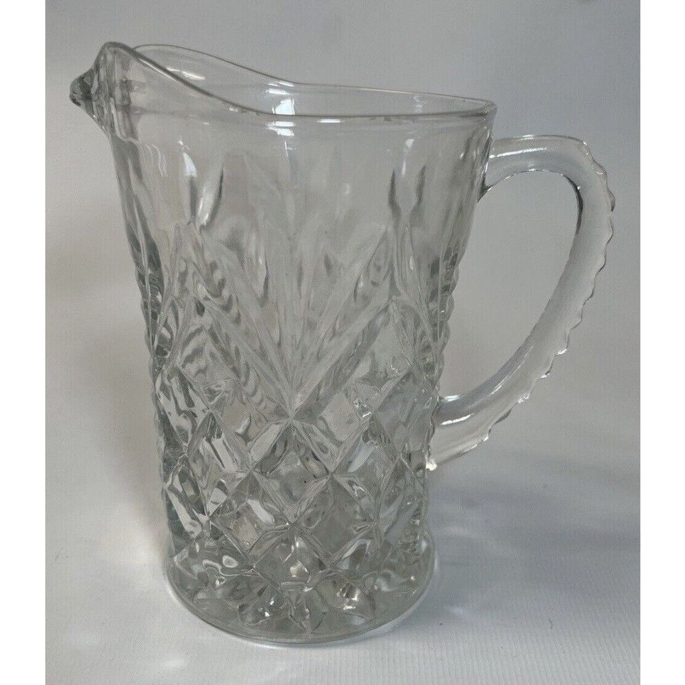 Anchor Hocking Cream Pitcher Crystal Clear Pineapple Design Coffee Tea Creamer